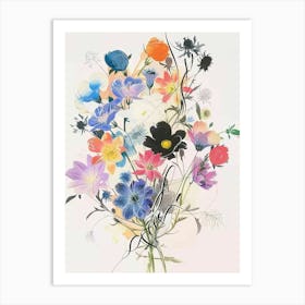 Nigella 1 Collage Flower Bouquet Art Print