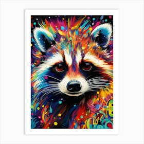 A Barbados Raccoon Vibrant Paint Splash 1 Art Print