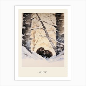 Winter Watercolour Mink 1 Poster Art Print