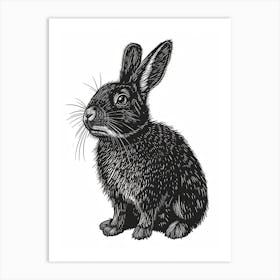 Chinchilla Blockprint Rabbit Illustration 3 Art Print