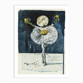 Salvador Dali Poster “Une Costume 'Pisenlit' Pour Pe Ballet 'Tristan Fou'” in 1944 Ballerina Art Print Flower Head Remastered Art Print