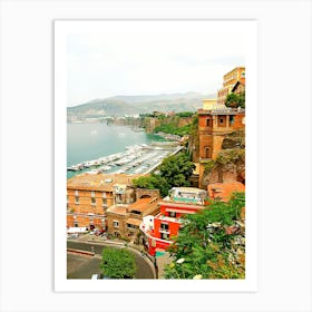 Building At The Seaside, Sorrento, Sorrentine Peninsula, Naples Province, Campania, Italy Art Print