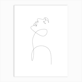 Single Line Drawing Of A Woman'S Face Art Print