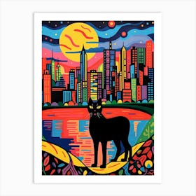 Chicago, United States Skyline With A Cat 2 Art Print