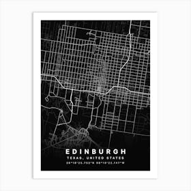 Edinburgh Indiana USA Black Map Art Print