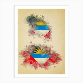 Barbuda Antigua Flag Vintage Art Print