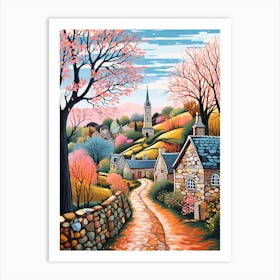 The Cotswolds England 1 Hike Illustration Art Print