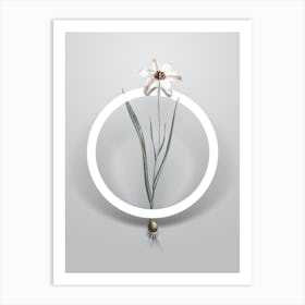 Vintage Lady Tulip Minimalist Flower Geometric Circle on Soft Gray n.0042 Art Print