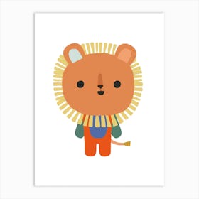 Cute Lion Playful Illustration Art Print