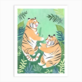 Cute Chubby Playing Tigers 2 Art Print