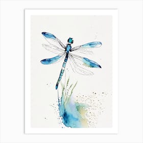 Fairy Tale Dragonfly Minimalist Watercolour 1 Art Print