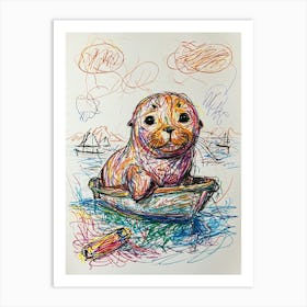 Seal In A Boat 1 Art Print