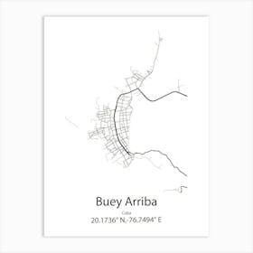 Buey Arriba,Cuba Minimalist Map Art Print