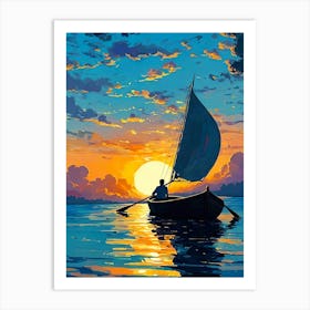 Sailboat At Sunset 11 Art Print