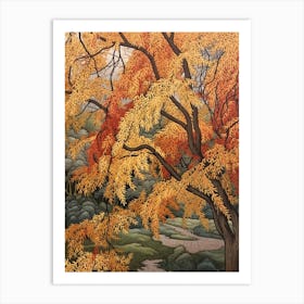 Willow 3 Vintage Autumn Tree Print  Art Print