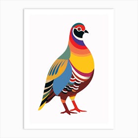 Colourful Geometric Bird Grouse 1 Art Print