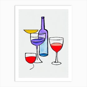 Cosmopolitan Picasso Line Drawing Cocktail Poster Art Print