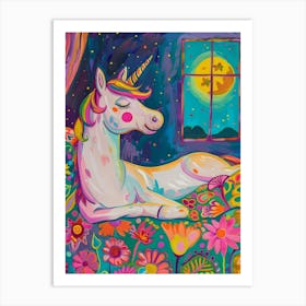 Unicorn Dreaming In Bed Fauvism Inspired 1 Art Print