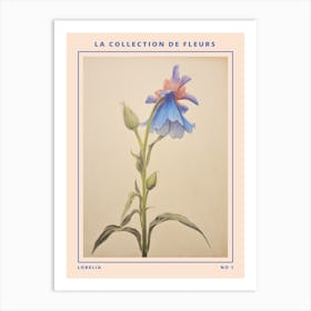Lobelia French Flower Botanical Poster Art Print