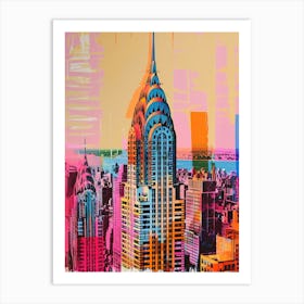 Chrysler Building New York Colourful Silkscreen Illustration 1 Art Print