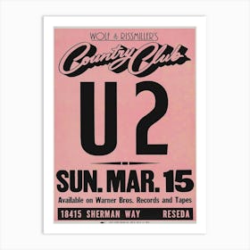 U2 Country Club Concert Poster Art Print