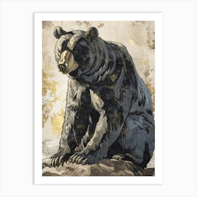 Black Bear Precisionist Illustration 3 Art Print
