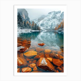 Dolomite Lake In Winter Art Print