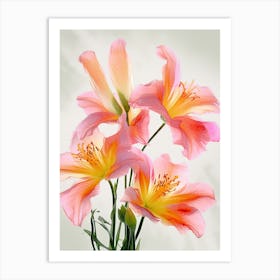 Lilies Flowers Acrylic Painting In Pastel Colours 5 Art Print