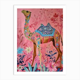 Floral Animal Painting Camel 4 Art Print