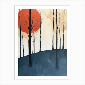 Sunset In The Woods, Minimalism Art Print