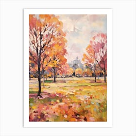 Autumn City Park Painting Parc De La Tete D Or Lyon France 3 Art Print