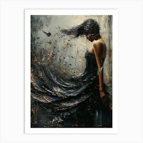 Woman In Black Dress Art Print