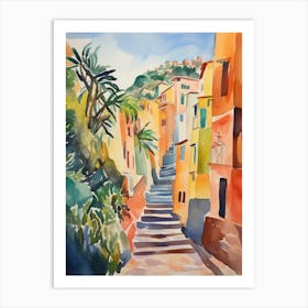 Cinque Terre, Italy Watercolour Streets 4 Art Print