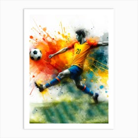 Soccer Player Kicking The Ball 1 Art Print