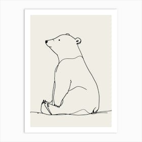 Polar Bear Minimalist Line Art Monoline Illustration Art Print