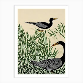 Cormorant Linocut Bird Art Print