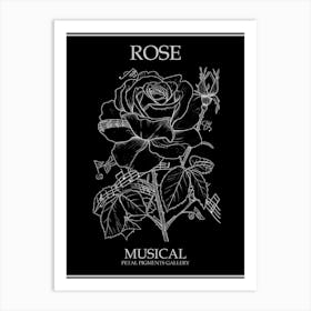 Rose Musical Line Drawing 3 Poster Inverted Art Print