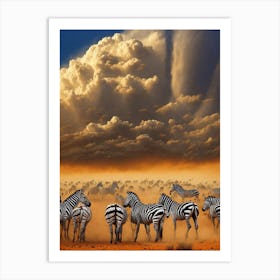 Zebras In The Desert Art Print