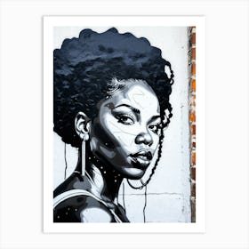 Graffiti Mural Of Beautiful Black Woman 225 Art Print