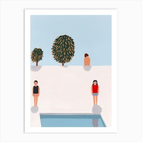 Tiny People At The Pool Illustration 3 Art Print