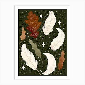 Autumn Leaves And Feathers Art Print