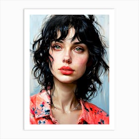 Portrait Of A Young Woman painting Art Print