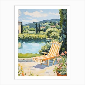 Sun Lounger By The Pool In Tuscany Italy 3 Art Print