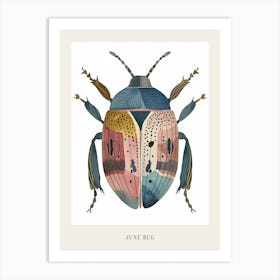 Colourful Insect Illustration June Bug 15 Poster Art Print