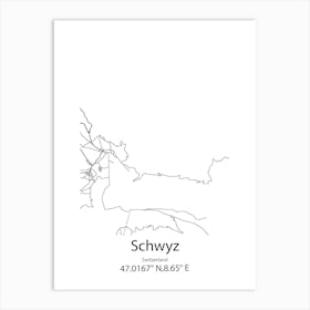 Schwyz,Switzerland Minimalist Map Art Print