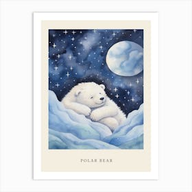 Baby Polar Bear 3 Sleeping In The Clouds Nursery Poster Art Print