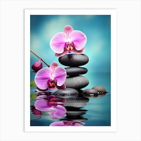 Pink Orchids In Water 1 Art Print