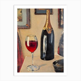 English Sparkling Wine Oil Painting Cocktail Poster Art Print