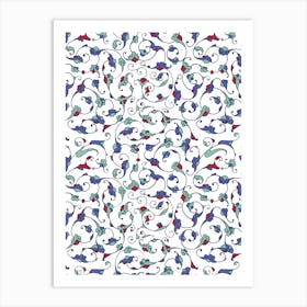 Turkish Floral Pattern - Iznik Turkish pattern, floral decor 2 Art Print