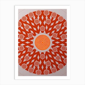Geometric Glyph Circle Array in Tomato Red n.0101 Art Print